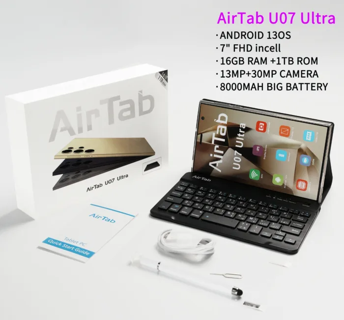 تابلت AirTab U07 Ultra – شاشة 7 إنش، معالج MTK6799، رام 16 جيجا، تخزين 1 تيرابايت، دعم 5G وAndroid 13
