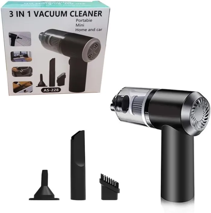 مكنسة السيارة 3 في 1 محمولة | شفط قوي 120 واط | تنظيف سيارات ومنازل وحواسيب. 3 in 1 car vacuum cleaner